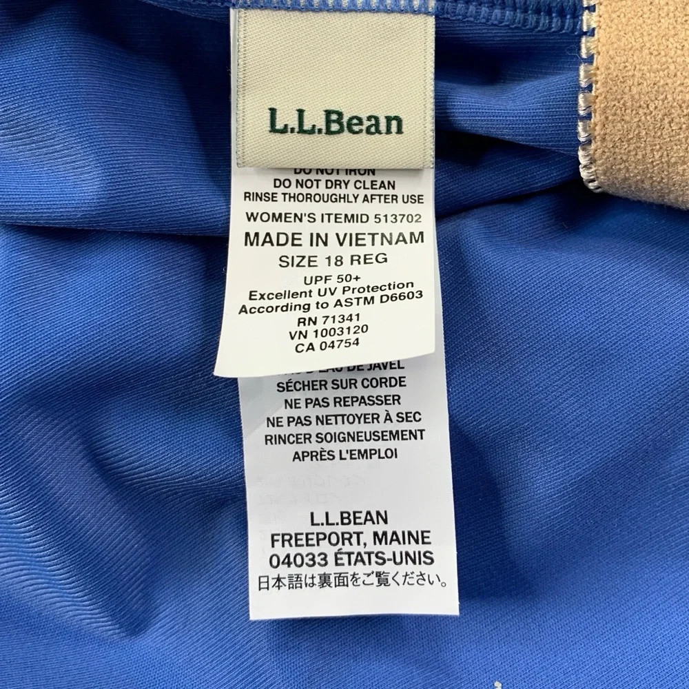 L.L.Bean Shaping Swimwear Tankini Top 18 Reg UPF 50+ Soft Drape Blue Multi NEW